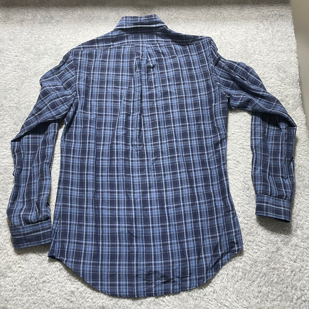 Ralph Lauren Mens Blue Plaid Custom Fit Button Down Shirt Long Sleeve Size S - Picture 5 of 8